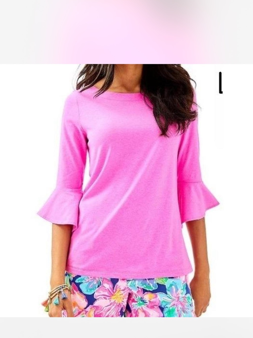 Lilly Pulitzer Fontaine blouse women’s Pink razz Ruffle Sleeve Top